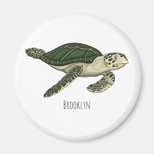 Meeresschildkröte-Cartoon Magnet (Vorne)