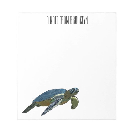 Meeresschildkröte-Cartoon Notizblock (Vorderseite)