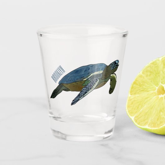 Meeresschildkröte-Cartoon Schnapsglas (Vorderseite)
