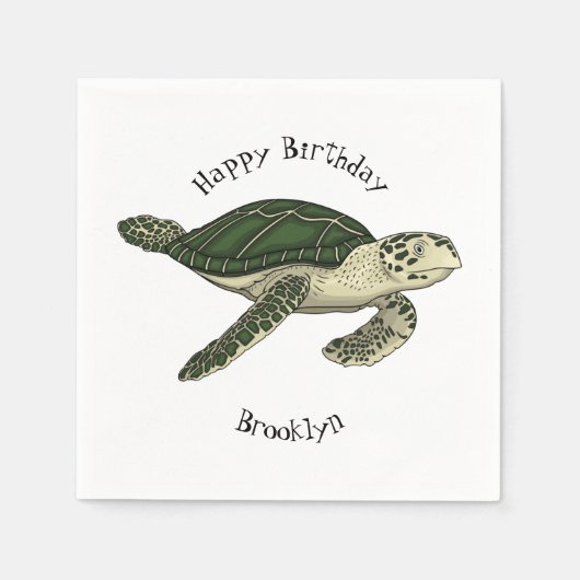 Meeresschildkröte-Cartoon Serviette (Vorderseite)