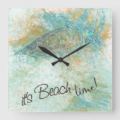 Meeresschildkröte Das ist Strandzeitangebot Quadratische Wanduhr (Vorderseite)