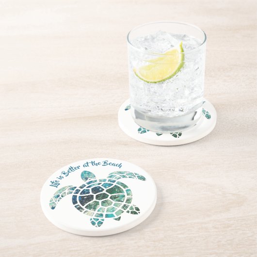 Meeresschildkröte - Das Leben am Strand ist besser Getränkeuntersetzer (Seite)
