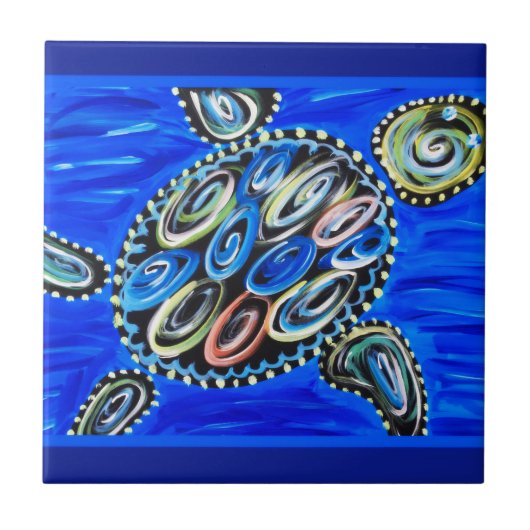 Meeresschildkröte deckt Ozean-tropisches Fliese (Vorderseite)