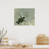 Meeresschildkröte, die aus dem Meer schwimmt Poster (Küche)