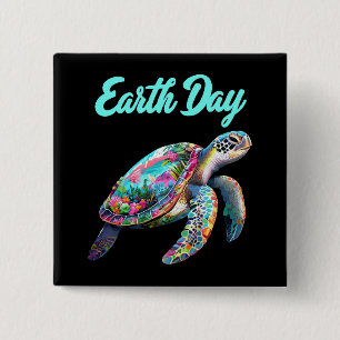 Meeresschildkröte Earth Day Rette die Erde Button