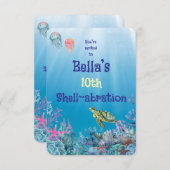 Meeresschildkröte Einladung (Vorne/Hinten)