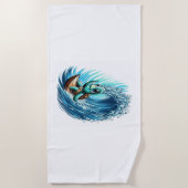 Meeresschildkröte fährt Emotion Wave. Strandtuch (Vorderseite)