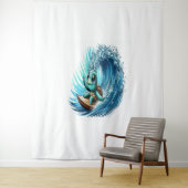 Meeresschildkröte fährt Emotion Wave. Wandteppich (Beispiel)