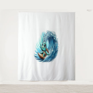 Meeresschildkröte fährt Emotion Wave. Wandteppich