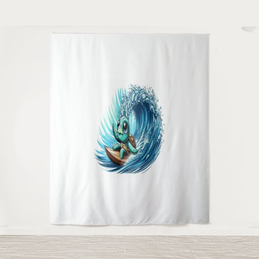 Meeresschildkröte fährt Emotion Wave. Wandteppich (Vorderseite)