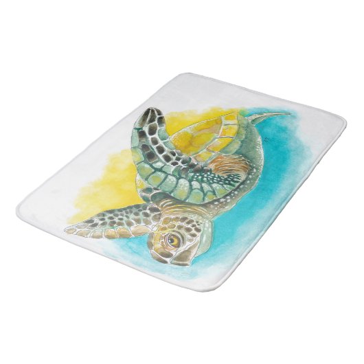 Meeresschildkröte Farbe Grün Badematte (Schrägansicht)