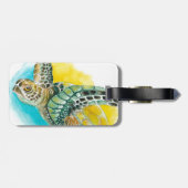 Meeresschildkröte Farbe Grün Gepäckanhänger (Rückseite horizontal)