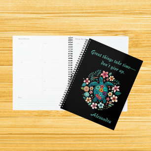 Meeresschildkröte Floral Boho Schule Büro mit Name Planer
