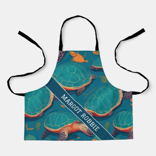 Meeresschildkröte Geometrisches Personalisiertes M Schürze (Vorderseite)