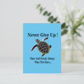 Meeresschildkröte gibt nie auf postkarte (Stehend Vorderseite)