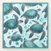 Meeresschildkröte Glasuntersetzer (Vorderseite)