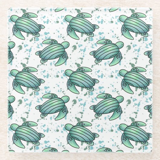 Meeresschildkröte Glasuntersetzer (Vorderseite)