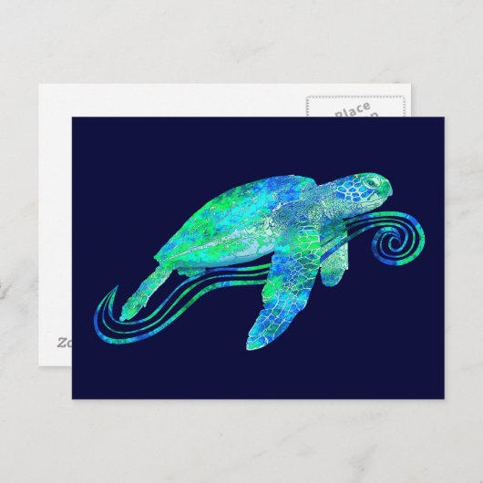 Meeresschildkröte-Grafik Postkarte (Vorne/Hinten)