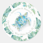 Meeresschildkröte & Grüne Rücksendeadresse Runder Aufkleber (Vorderseite)