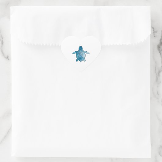Meeresschildkröte Herz-Aufkleber (Tasche)