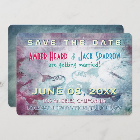 Meeresschildkröte | Hochzeit Speichern Sie die Dat Einladung (Vorne/Hinten)