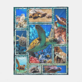 Meeresschildkröte im 3d-Meer-Quilt Fleecedecke