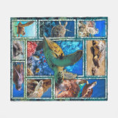 Meeresschildkröte im 3d-Meer-Quilt Fleecedecke (Vorderseite (Horizontal))