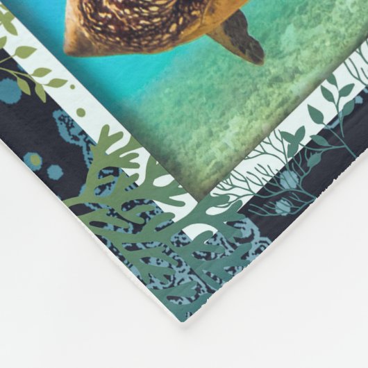 Meeresschildkröte im 3d-Meer-Quilt Fleecedecke (Ecke)