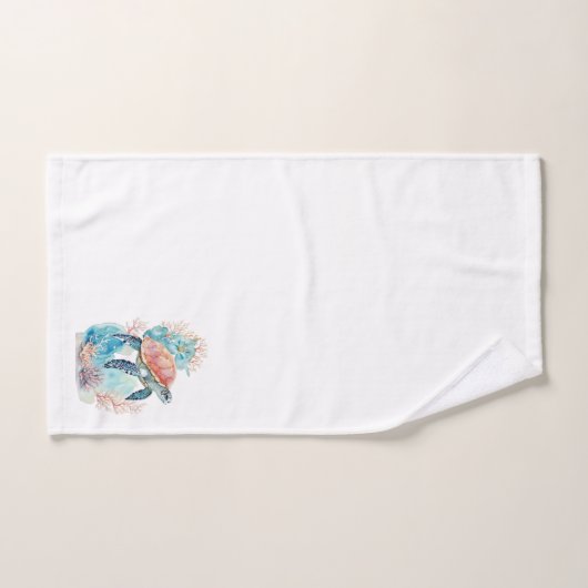 Meeresschildkröte im Korallenriff Badhandtuch Set (Handtuch)