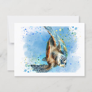 Meeresschildkröte im Ozeandesign auf einer Postkar Postkarte
