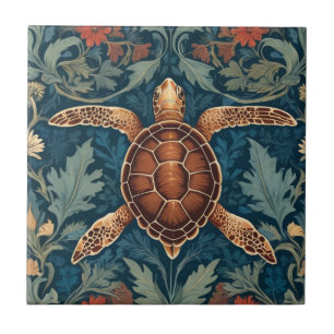 Meeresschildkröte im Stil von William Morris, Ozea Fliese