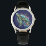 Meeresschildkröte im Unterwasser-Aquarell-Stil Armbanduhr<br><div class="desc">Schöne Meeresschildkröte schwimmen im friedlichen Sommer unter Wasser im Aquarellstil. Original Vector Grafik Illustration Copyright BluedarkArt TheCHameleonArt.</div>