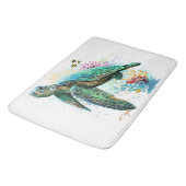 Meeresschildkröte im Unterwasser-Aquarell-Stil Badematte (Schrägansicht)