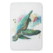 Meeresschildkröte im Unterwasser-Aquarell-Stil Badematte (Vorderseite Vertikal)