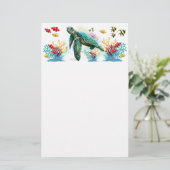 Meeresschildkröte im Unterwasser-Aquarell-Stil Briefpapier (Stehend Vorderseite)