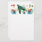 Meeresschildkröte im Unterwasser-Aquarell-Stil Briefpapier (Vorne/Hinten)