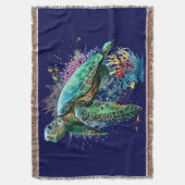 Meeresschildkröte im Unterwasser-Aquarell-Stil Decke (Vorderseite Vertikal)