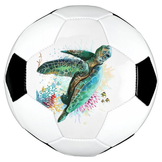 Meeresschildkröte im Unterwasser-Aquarell-Stil Fußball (Gedreht)