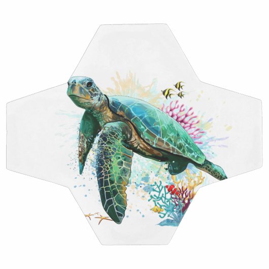 Meeresschildkröte im Unterwasser-Aquarell-Stil Fußball (Flach)