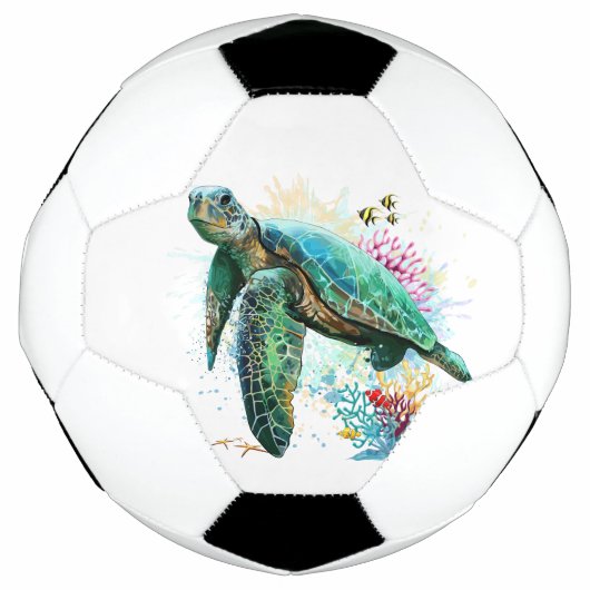 Meeresschildkröte im Unterwasser-Aquarell-Stil Fußball (Vorderseite)