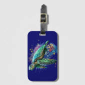 Meeresschildkröte im Unterwasser-Aquarell-Stil Gepäckanhänger (Vorderseite Vertikal)