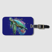 Meeresschildkröte im Unterwasser-Aquarell-Stil Gepäckanhänger (Vorderseite (Horizontal))