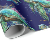 Meeresschildkröte im Unterwasser-Aquarell-Stil Geschenkpapier (Rolleneckpunkt)
