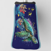 Meeresschildkröte im Unterwasser-Aquarell-Stil Golf Headcover (Rotieren 90)