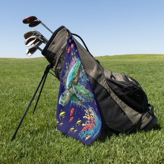 Meeresschildkröte im Unterwasser-Aquarell-Stil Golfhandtuch (Gras)