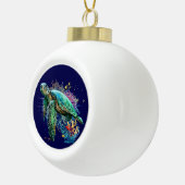 Meeresschildkröte im Unterwasser-Aquarell-Stil Keramik Kugel-Ornament (Rechts)