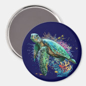 Meeresschildkröte im Unterwasser-Aquarell-Stil Magnet (Vorderseite/Rückseite)