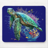 Meeresschildkröte im Unterwasser-Aquarell-Stil Mousepad (Vorne)