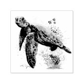 Meeresschildkröte im Unterwasser-Aquarell-Stil Permastempel (Design)