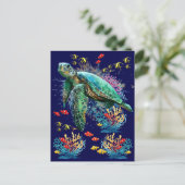 Meeresschildkröte im Unterwasser-Aquarell-Stil Postkarte (Stehend Vorderseite)